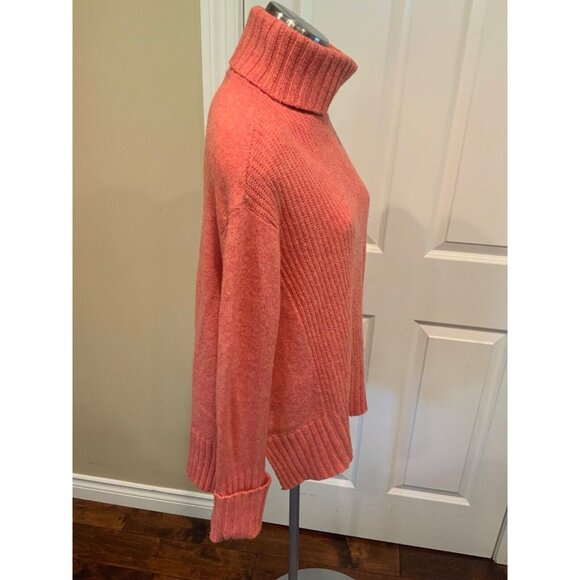 Moth Anthropologie Coral Pink Rib Knit Turtleneck Sweater, Size XS - Picture 3 of 6